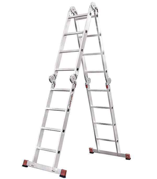 фото Лестница алюминиевая трансформер четырехсекционная 4 ступени новая высота профессиональная