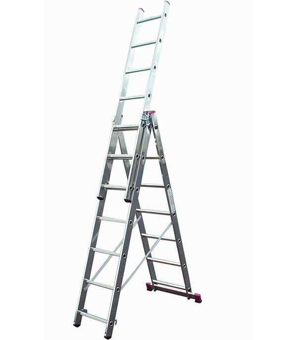 Лестница алюминиевая трансформер трехсекционная 7 ступеней Krause универсальная бытовая складная ступенчатая лестница утолщенная алюминиевая многофункциональная лестница для цветов лестница в елочку