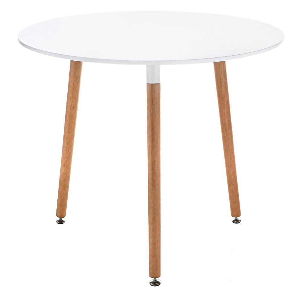 Стол кухонный круглый d0,9 м белый/бук Lorini (15362) стол кухонный круглый d0 8 м белый сканди 11709