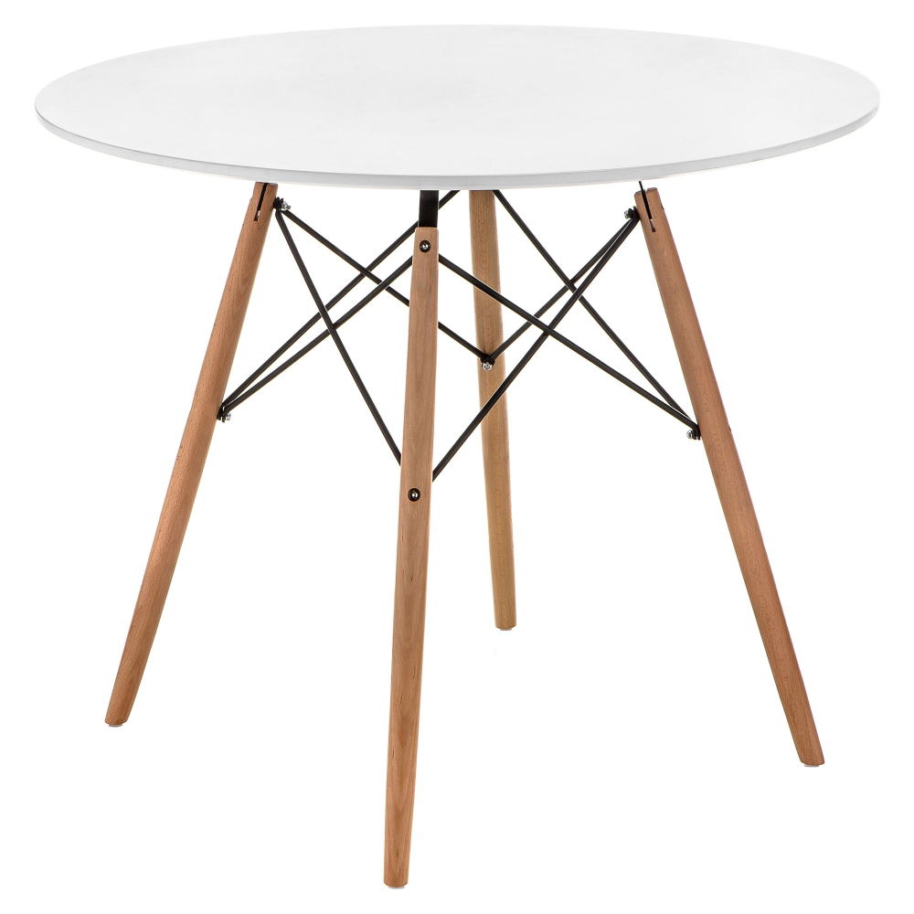 Стол кухонный круглый d0,8 м белый/бук Table (15363)