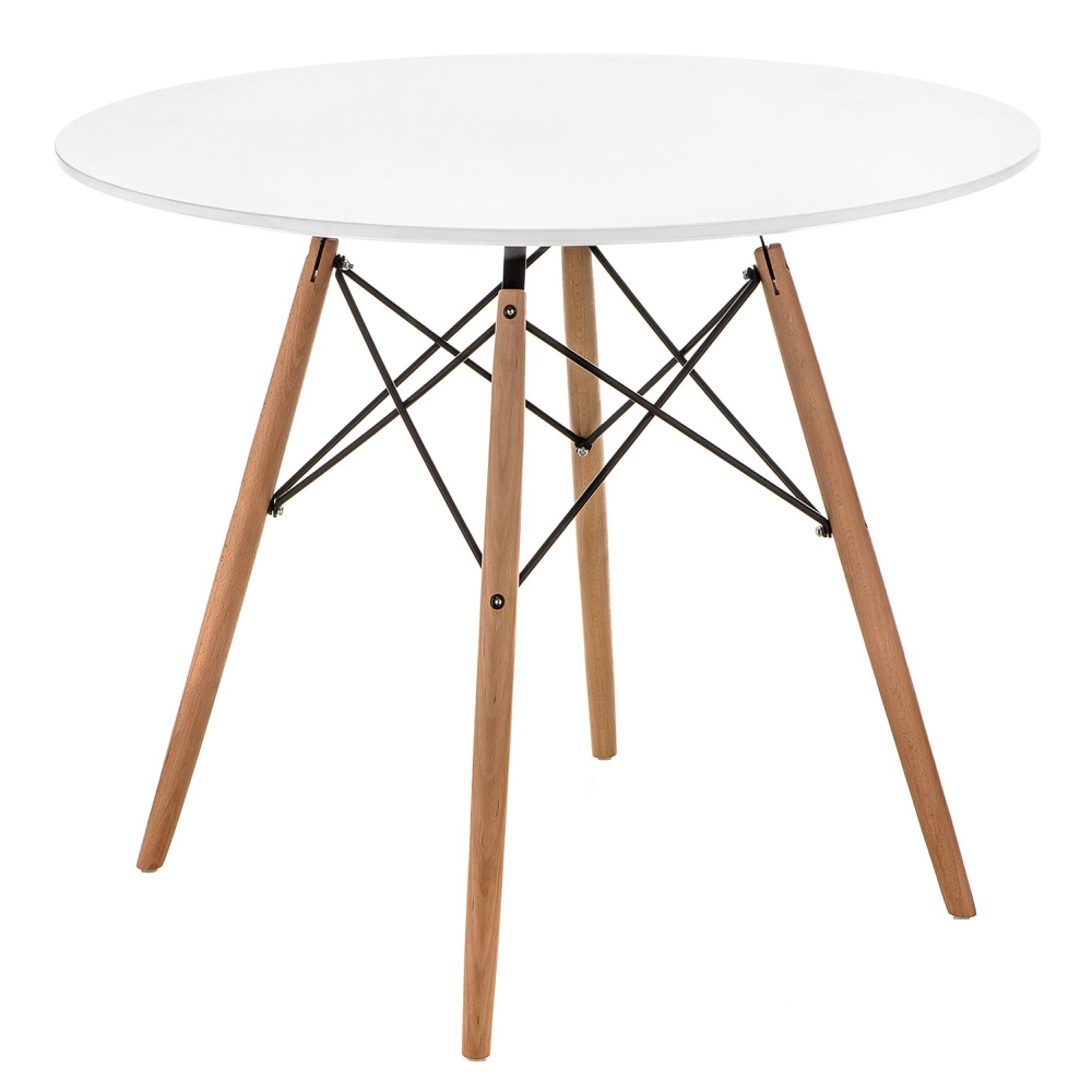 Стол кухонный круглый d0,9 м белый/бук Table (15364)