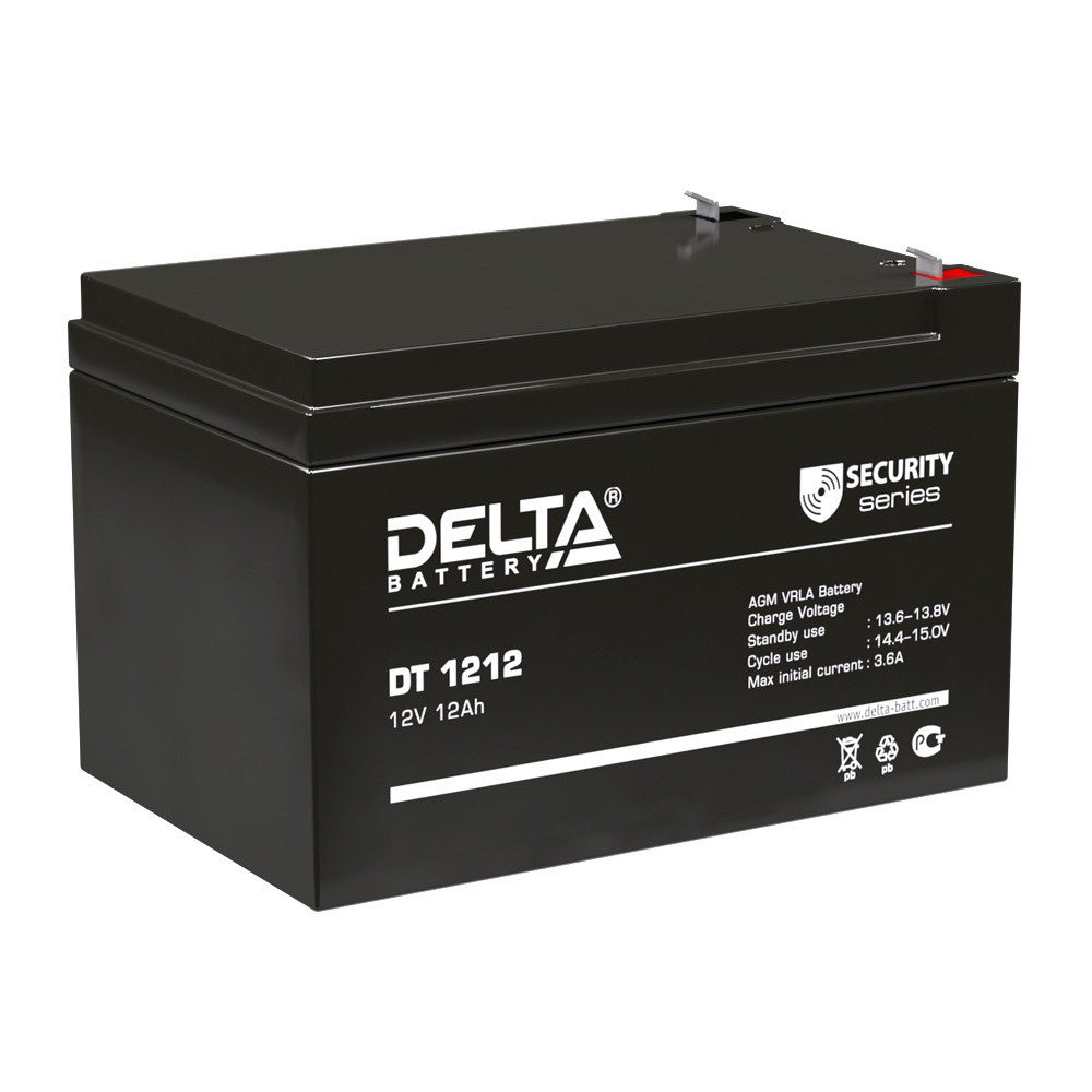 Аккумуляторная батарея Delta (DT 1212) 12 В AGM 12 Ач аккумуляторная батарея delta dtm 12100 l 12 в agm 100 ач