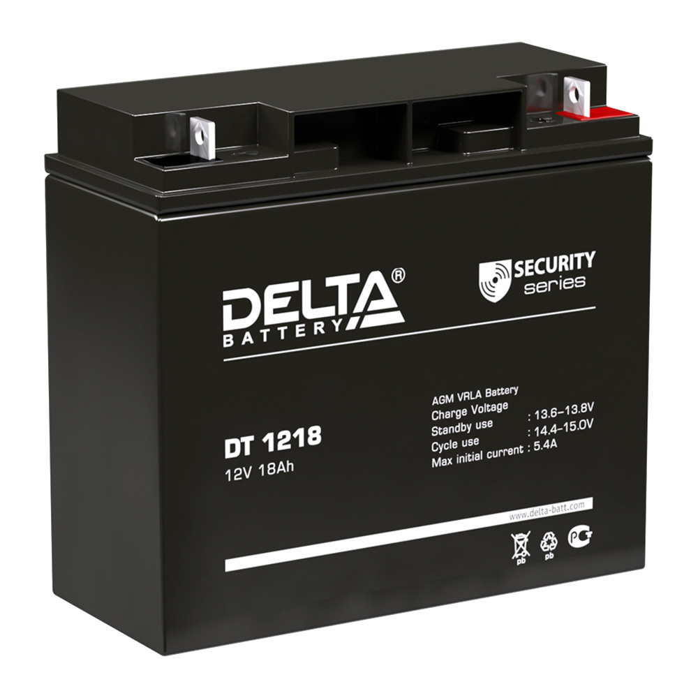 Аккумуляторная батарея Delta (DT 1218) 12 В AGM 18 Ач аккумуляторная батарея delta 1 2 ач 12 вольт dt 12012
