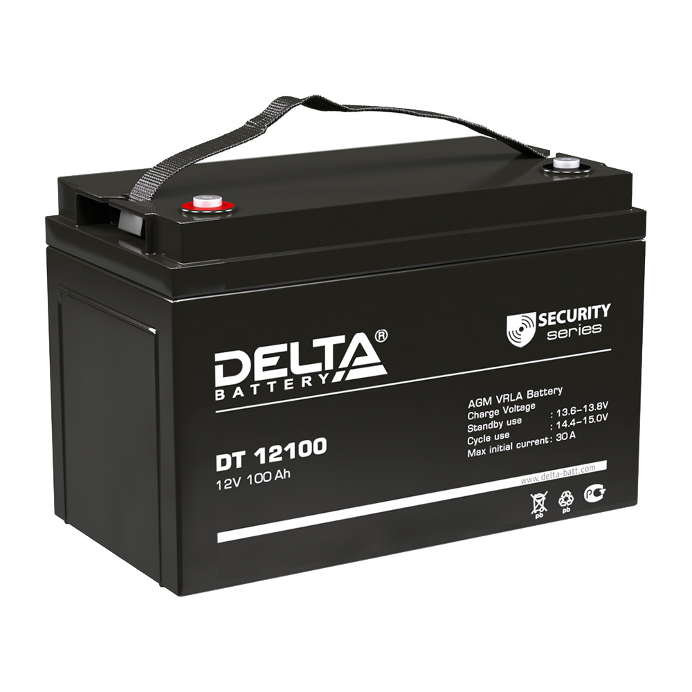 Аккумуляторная батарея Delta (DT 12100) 12 В AGM 100 Ач аккумуляторная батарея delta 75 ач 12 вольт dt 1275