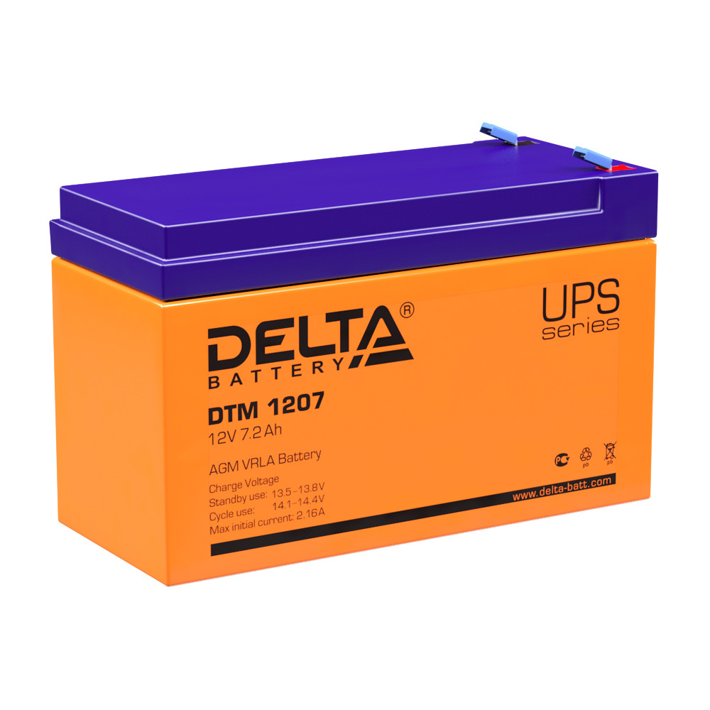 Аккумуляторная батарея Delta (DTM 1207) 12 В AGM 7 Ач аккумуляторная батарея delta dtm 1209 12 в agm 9 ач