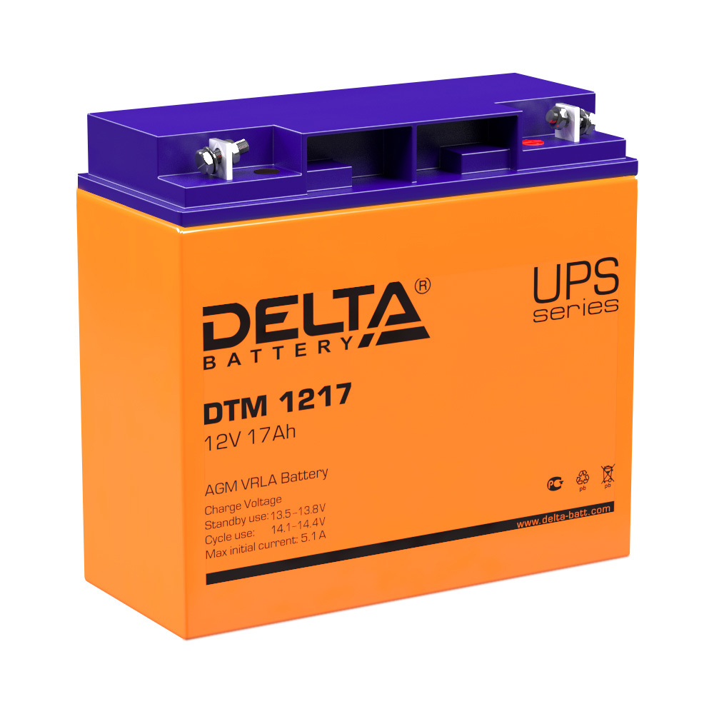 Аккумуляторная батарея Delta (DTM 1217) 12 В AGM 17 Ач аккумуляторная батарея delta dtm 1209 12 в agm 9 ач