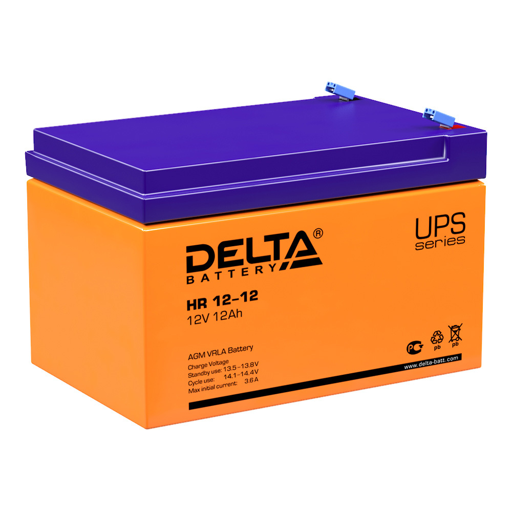 Аккумуляторная батарея Delta 12 В AGM 12 Ач (HR 12-12) батарея для ибп delta hr 12 12 12 в 12 ач