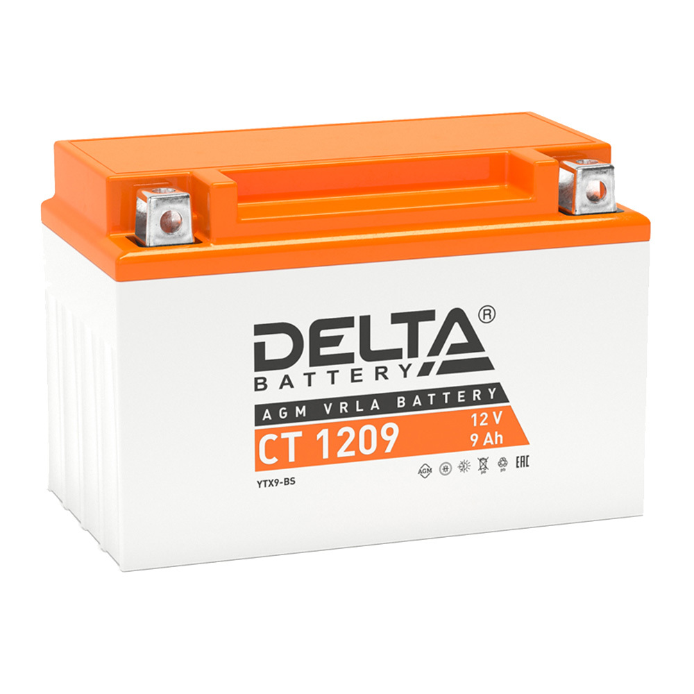 Аккумуляторная батарея Delta (CT 1209) 12 В AGM 9 Ач аккумуляторная батарея delta dtm 1209 12 в agm 9 ач