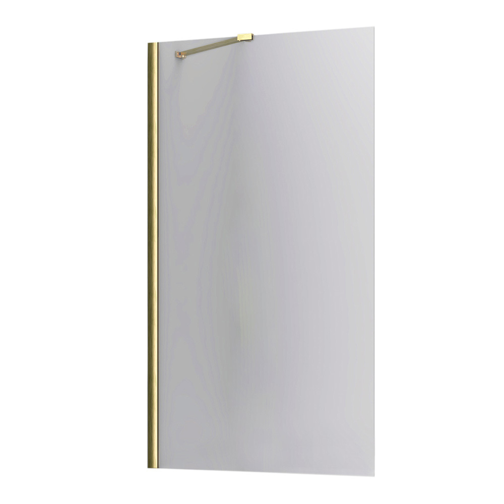 Шторка для ванной стеклянная прозрачная 80х140х0,6 см распашная профиль золото WasserKraft Aisch 55P (55Р01-80 Fixed) 28274