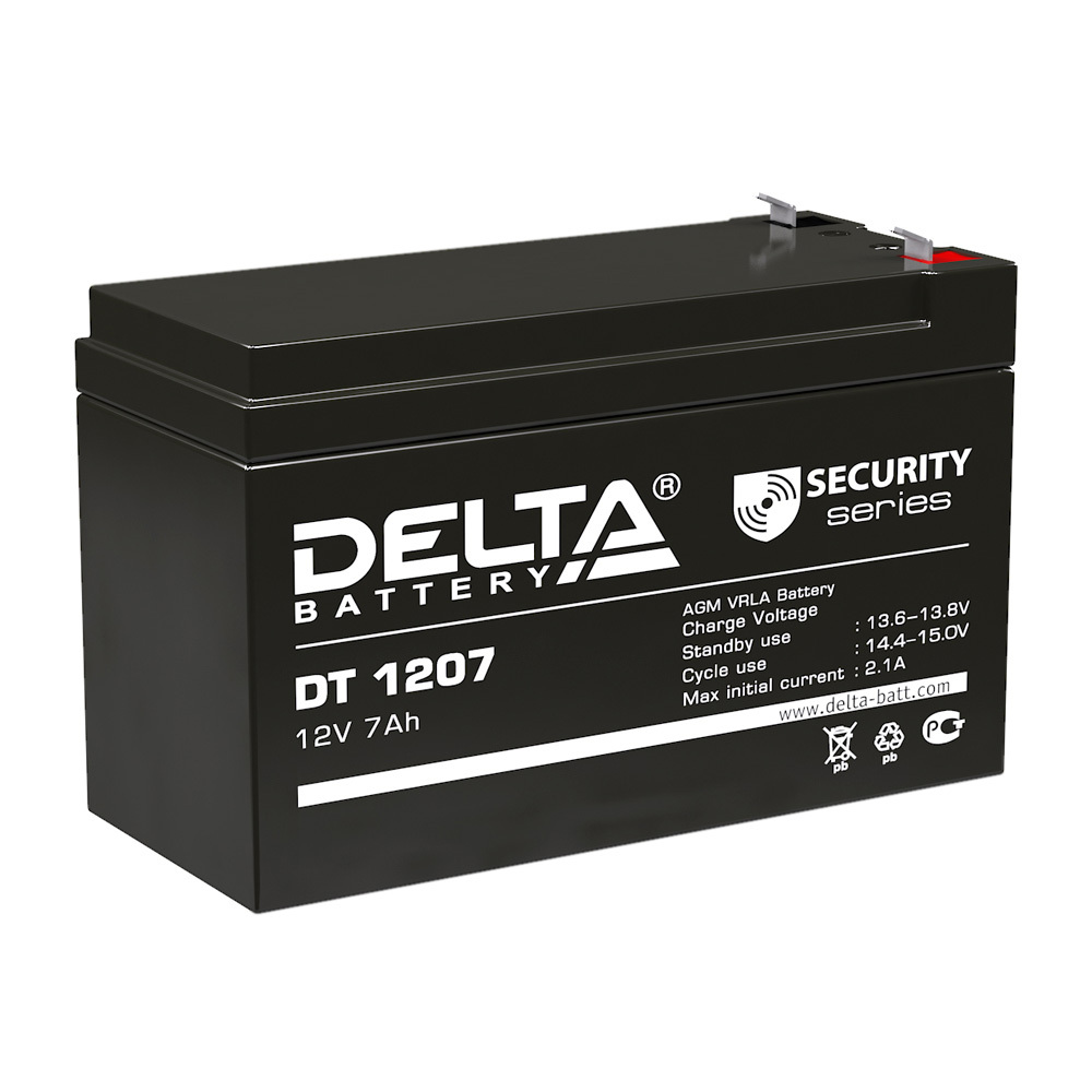 Аккумуляторная батарея Delta (DT 1207) 12 В AGM 7 Ач аккумуляторная батарея delta 1 2 ач 12 вольт dt 12012