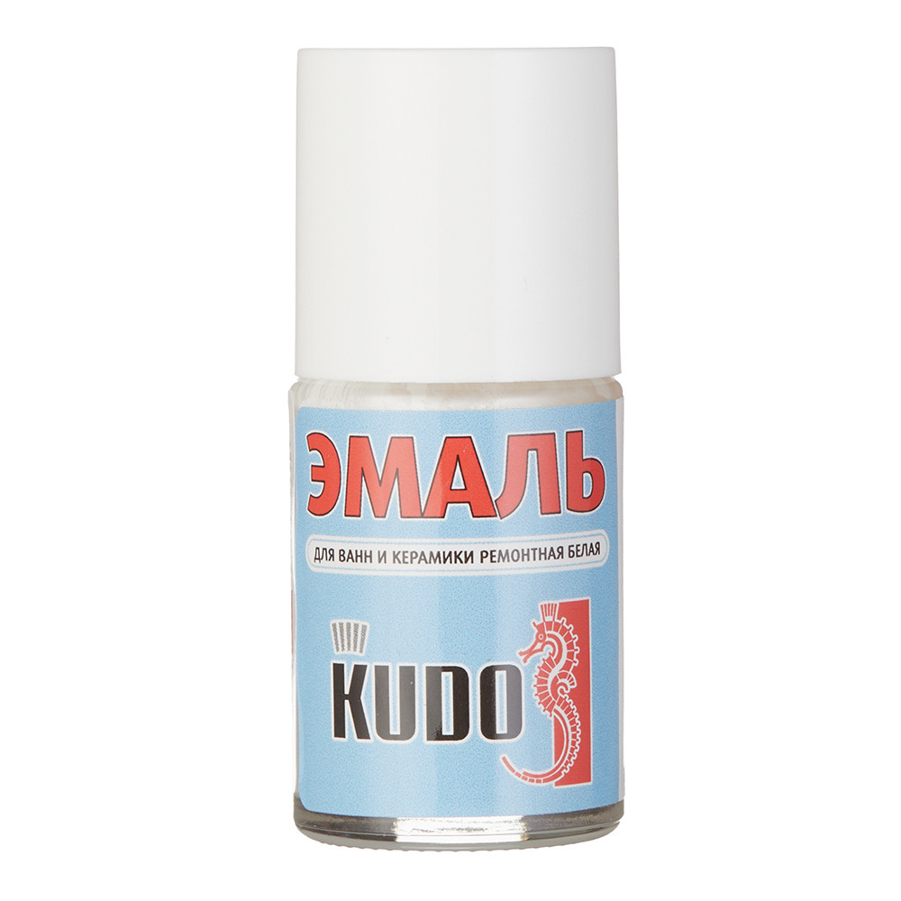 Эмаль для ванн и керамики Kudo Kraft белая с кисточкой глянцевая 15 мл эмаль для восстановления покрытия ванн ренессанс 175 г белая