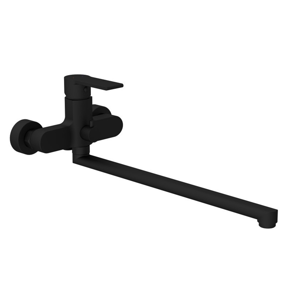 смеситель для ванны с длинным изливом Смеситель для ванны Cersanit Brasko Black черный однорычажный с длинным изливом без лейки (64092)