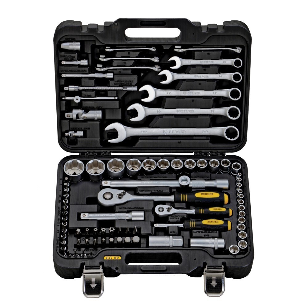 Набор инструментов универсальный Berger Эшборн (BG082-1214) (82 шт.) трещотка 1 2 24 зубца goodking gkrt 101224 трещоточный ключ для авто для ремонта