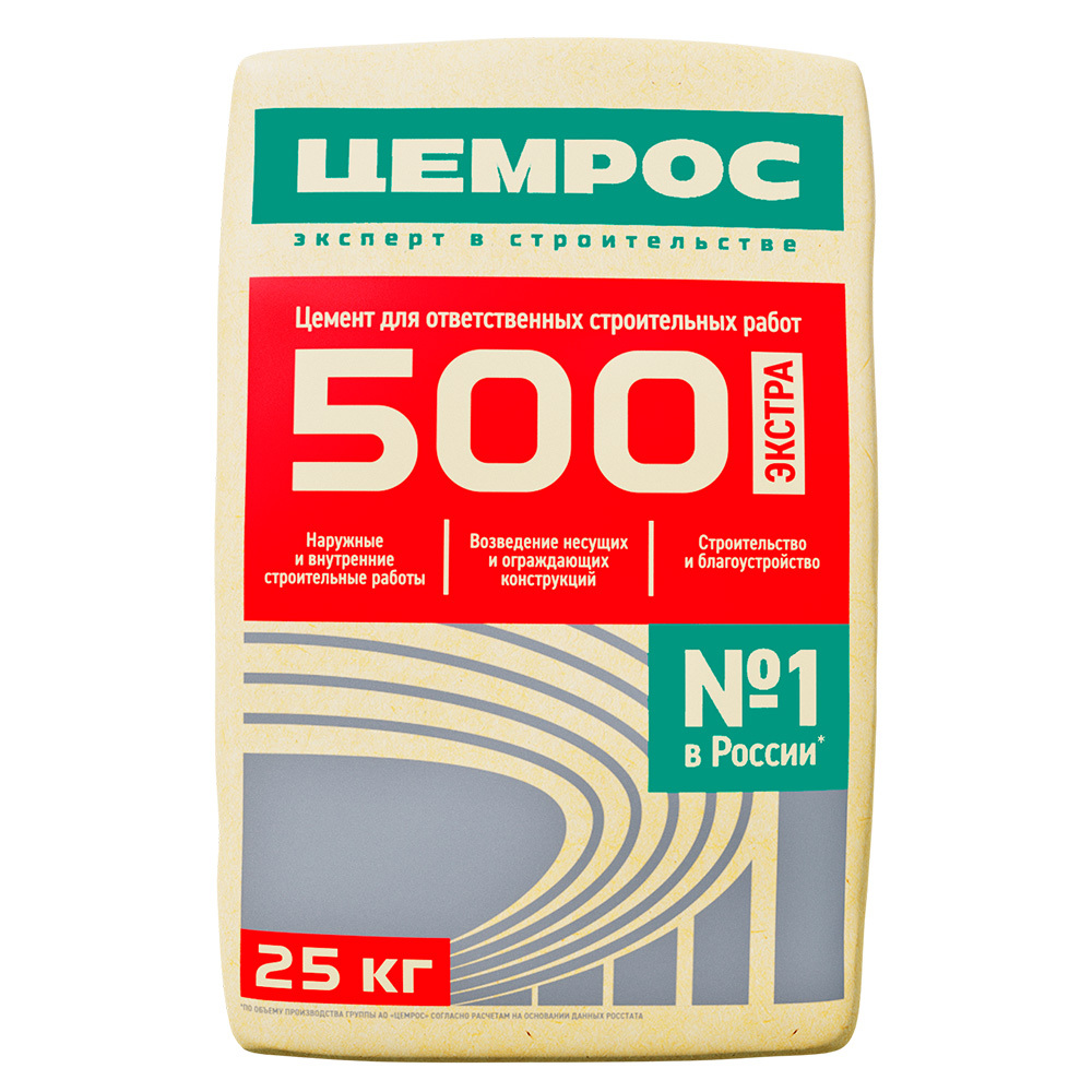 Цемент ЦЕМРОС М500 Д0 ЦЕМ I 42,5 25 кг