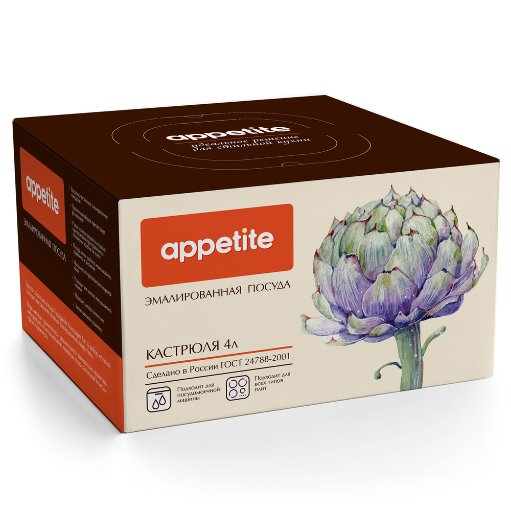 

Кастрюля Appetite Botany 3 л эмалированная сталь (550000623)