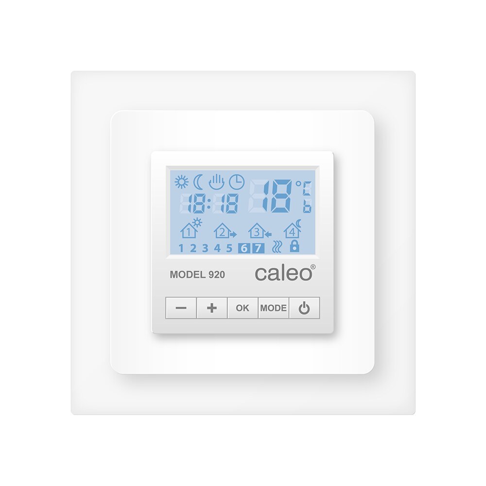 Терморегулятор электронный программируемый для теплого пола Caleo 920 белый с адаптерами
