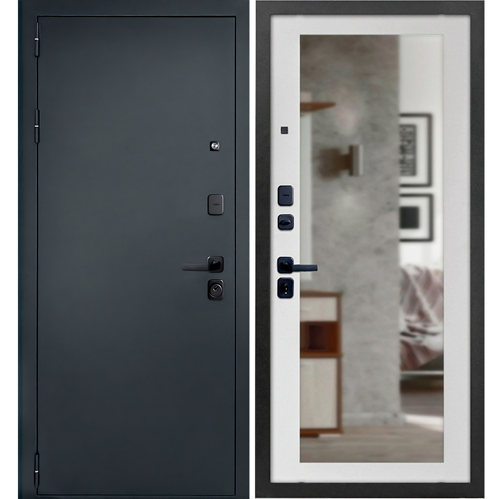 фото Дверь входная дверной континент брест левая антик серебро - белый матовый с зеркалом 860х2050 мм