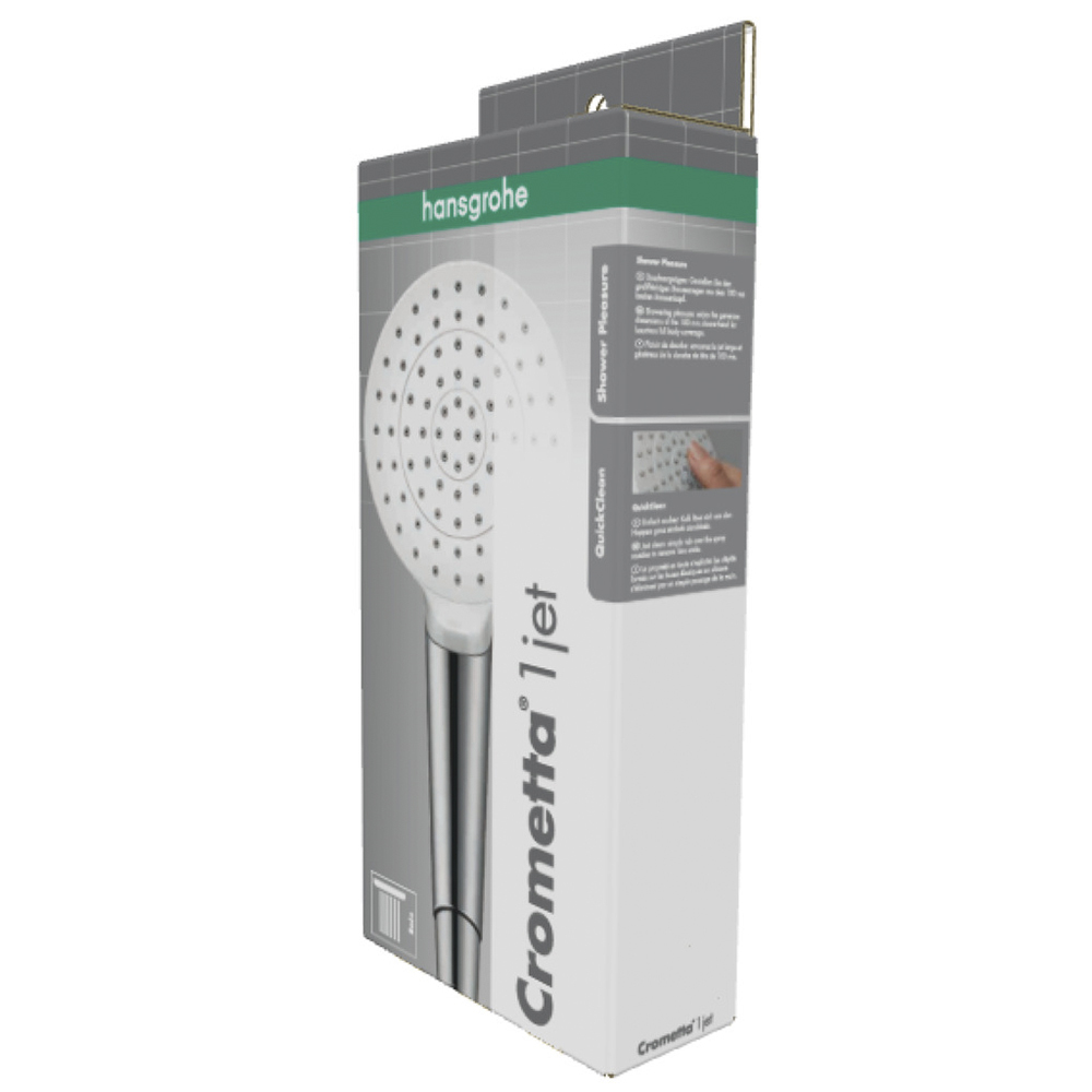 фото Лейка для душа hansgrohe crometta d100 мм 1 режим без шланга пластик белая/хром (26331400)