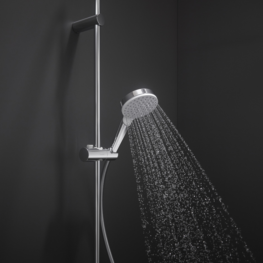 фото Лейка для душа hansgrohe crometta d100 мм 1 режим без шланга пластик белая/хром (26331400)