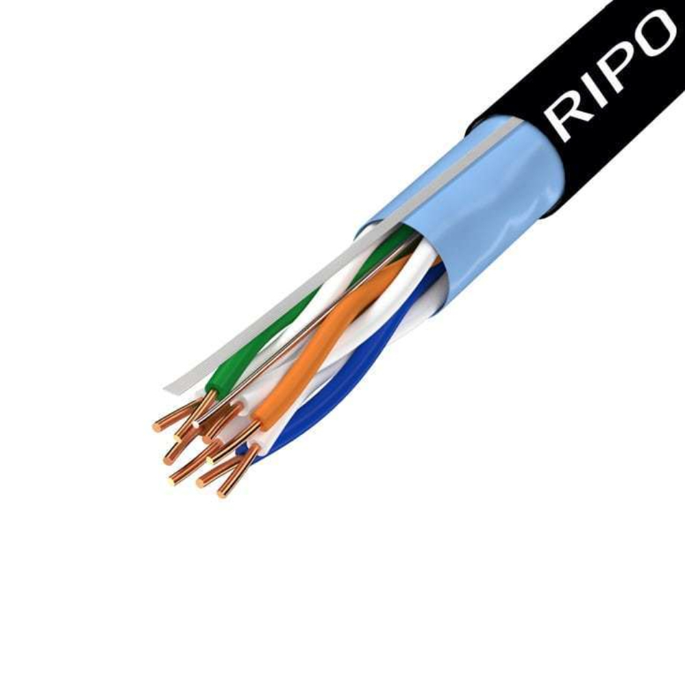 фото Интернет-кабель (витая пара) ftp cat5e 4х2х0,51 мм экранированный ripo standart черный (100 м)