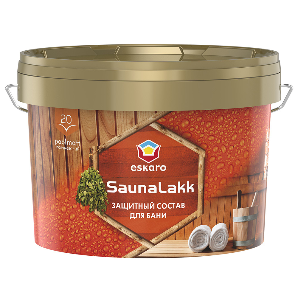 Лак Eskaro Saunalakk для бань и саун акрилатный бесцветный 2,4 л
