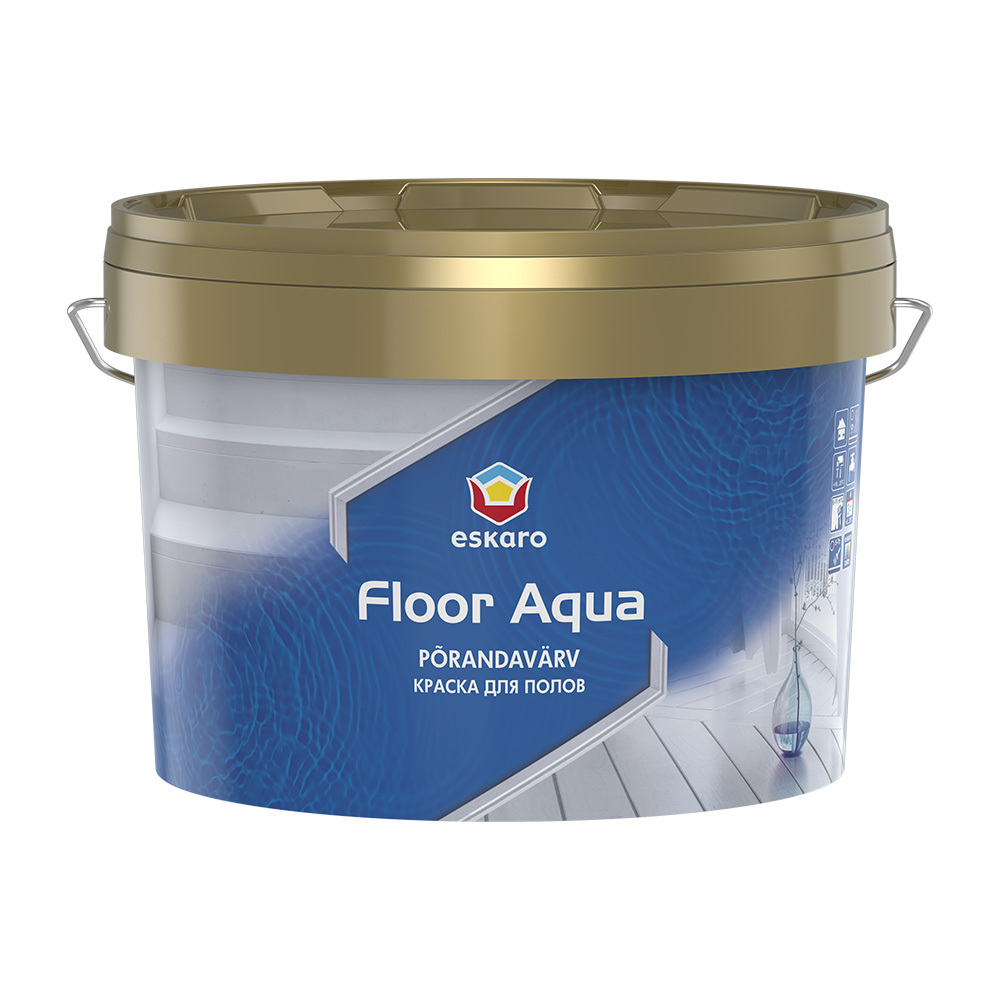 фото Краска eskaro floor aqua для полов белая глянцевая база а 2,7 л