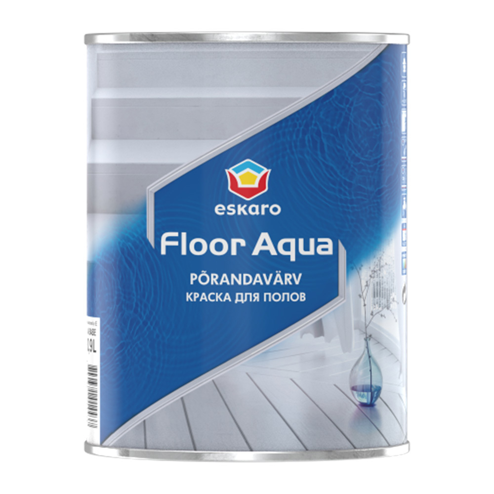 фото Краска eskaro floor aqua для полов бесцветная глянцевая база tr 0,9 л