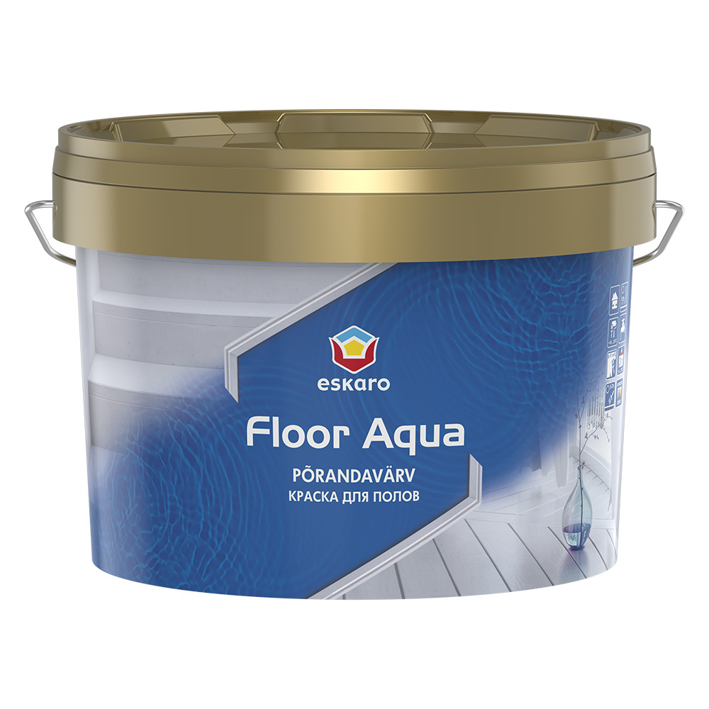 фото Краска eskaro floor aqua для полов бесцветная глянцевая база tr 2,7 л