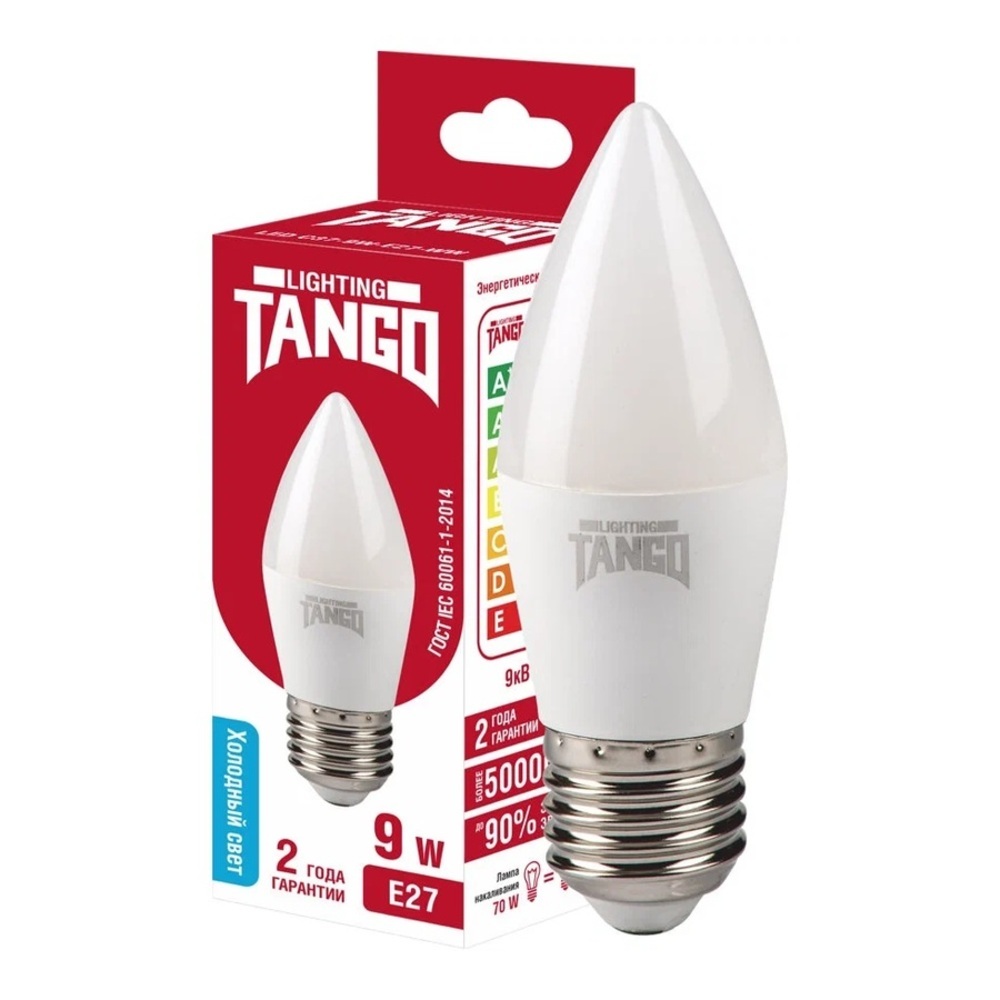 Лампа светодиодная Tango E27 6500К 9 Вт 220 В свеча C37 матовая (Tango ...