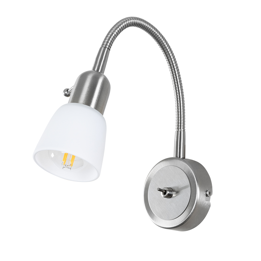 фото Бра arte lamp lettura (a7009ap-1ss) e14 40 вт 220 в серебро ip20