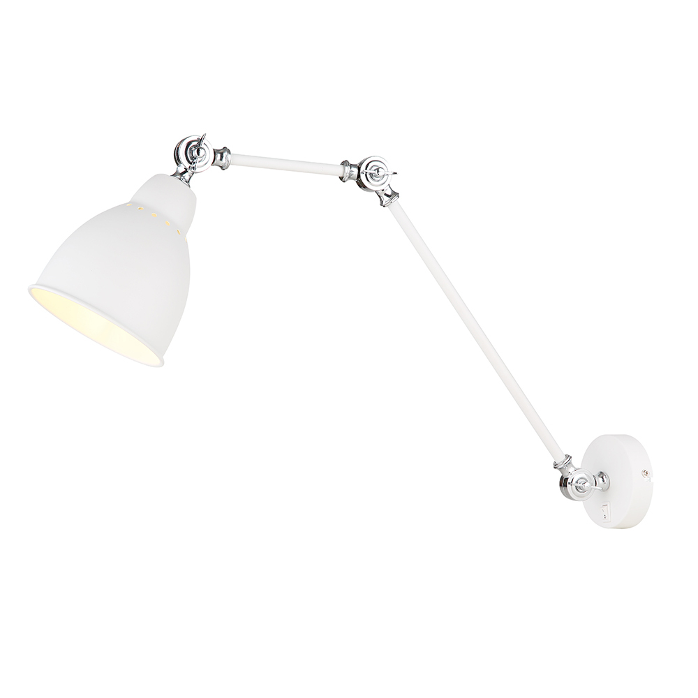 фото Бра arte lamp braccio (a2055ap-1wh) e27 60 вт 220 в белое ip20