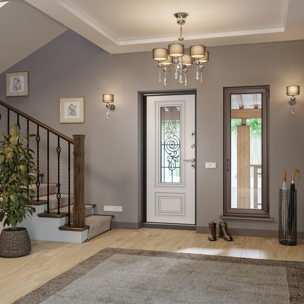 

Дверь входная с терморазрывом Torex Роял Кинг правая букле графит - кт белый со стеклопакетом 880х2050 мм