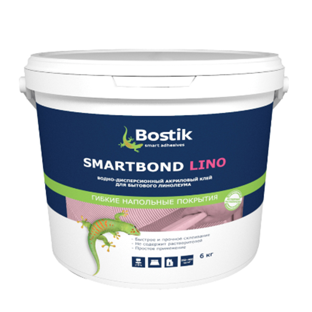 Клей акриловый для линолеума Bostik Smartbond Lino 12 кг клей для напольных покрытий bostik smartbond lino 12 кг