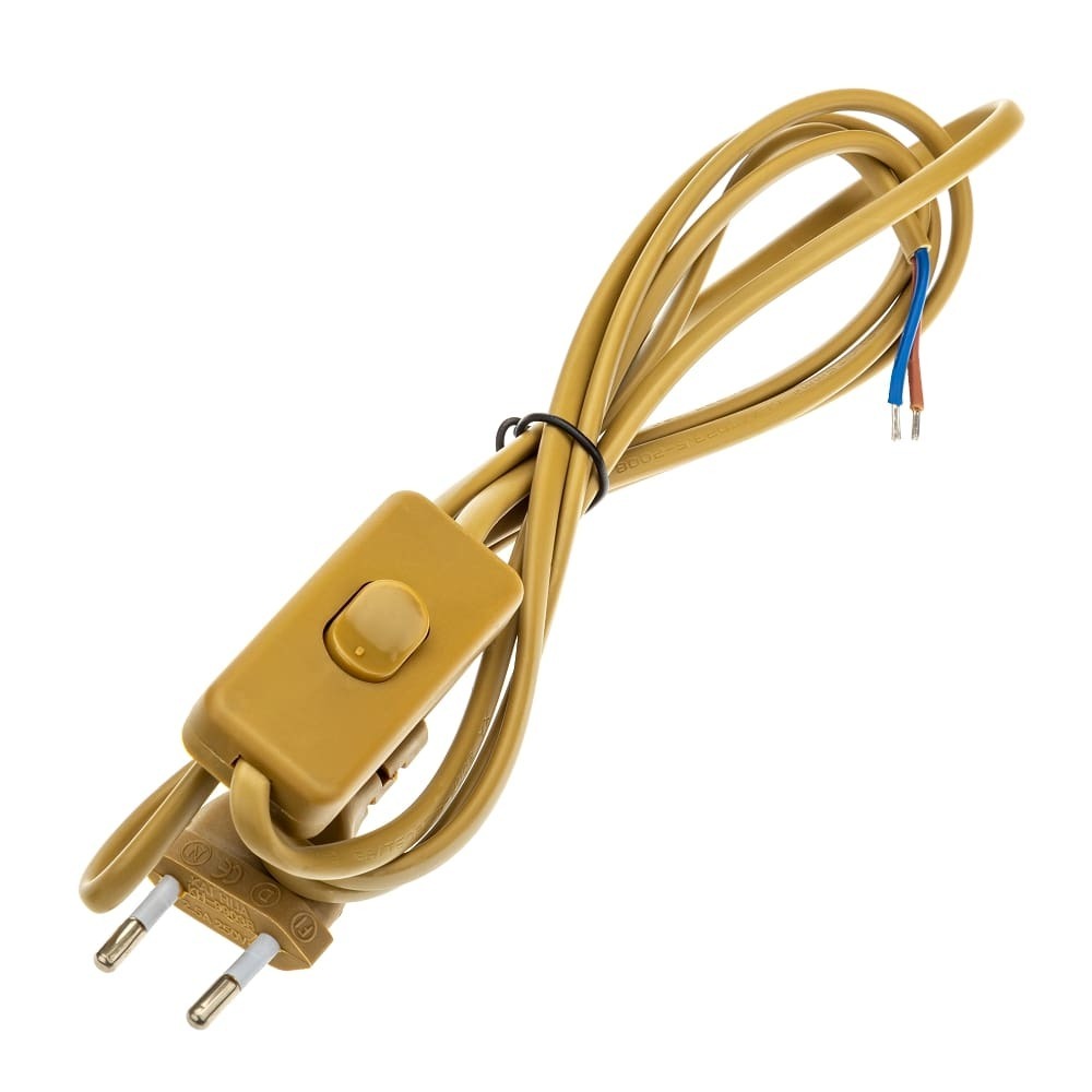 Кабель для светильника Düwi IP20 250 В 1,9 м с выключателем золото (24516 2) кабель для светильника düwi ip20 230 в 1 8 м с выключателем белый 28567 0