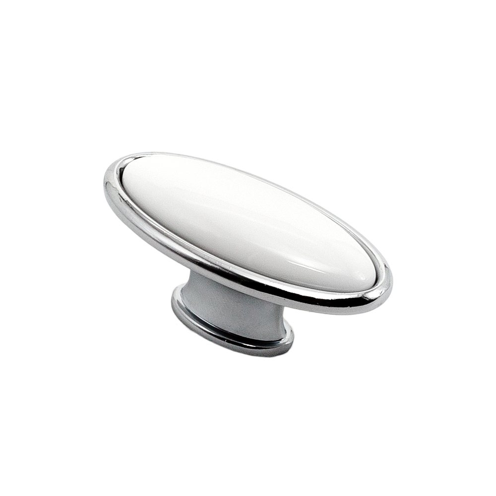 Ручка-кнопка мебельная Kerron Ceramic 55 мм металлическая с фарфоровой вставкой хром (KF09-11) ручка кнопка kerron crl03 металл цвет глянцевый хром