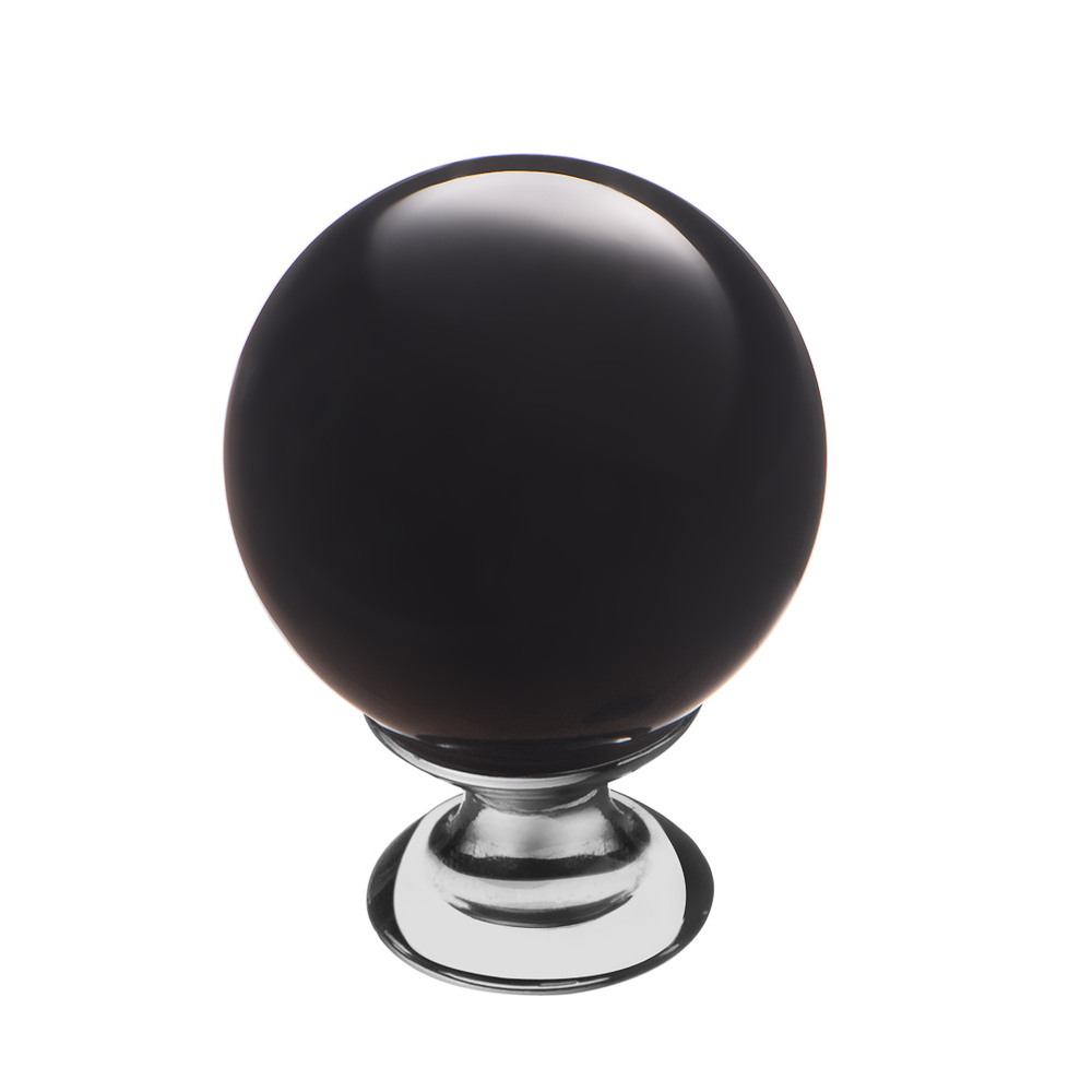 -кнопка мебельная Kerron Ceramic d29 мм стеклянная черная/хром .