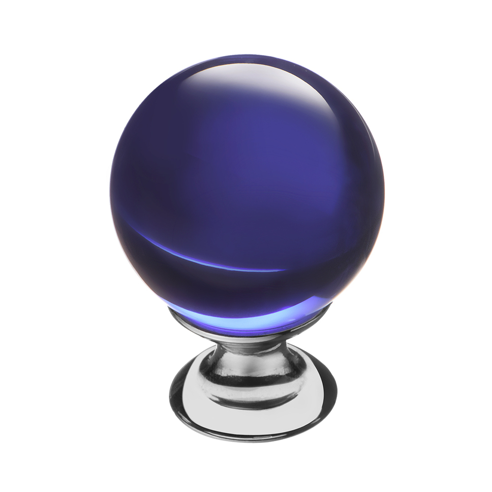 -кнопка мебельная Kerron Ceramic d29 мм стеклянная синяя/хром .