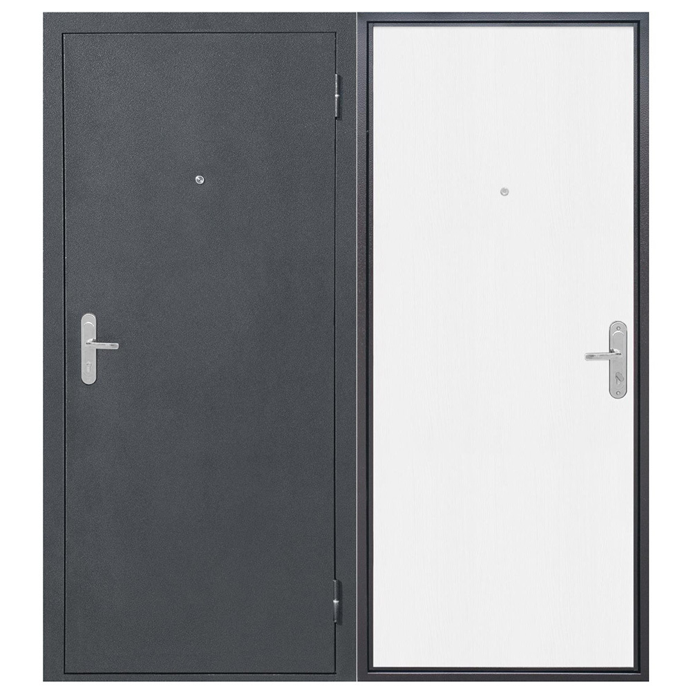фото Дверь входная прораб правая антик серебро - дуб белый 960х2050 мм