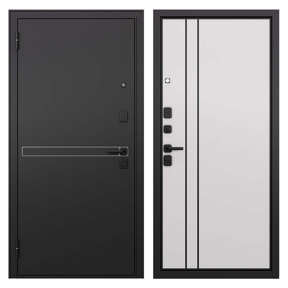 дверь входная стальная металлическая сенатор престиж 3к cisa фл 3 силк сноу Дверь входная Mastino Райд левая черный муар металлик - белый софт 960х2050 мм
