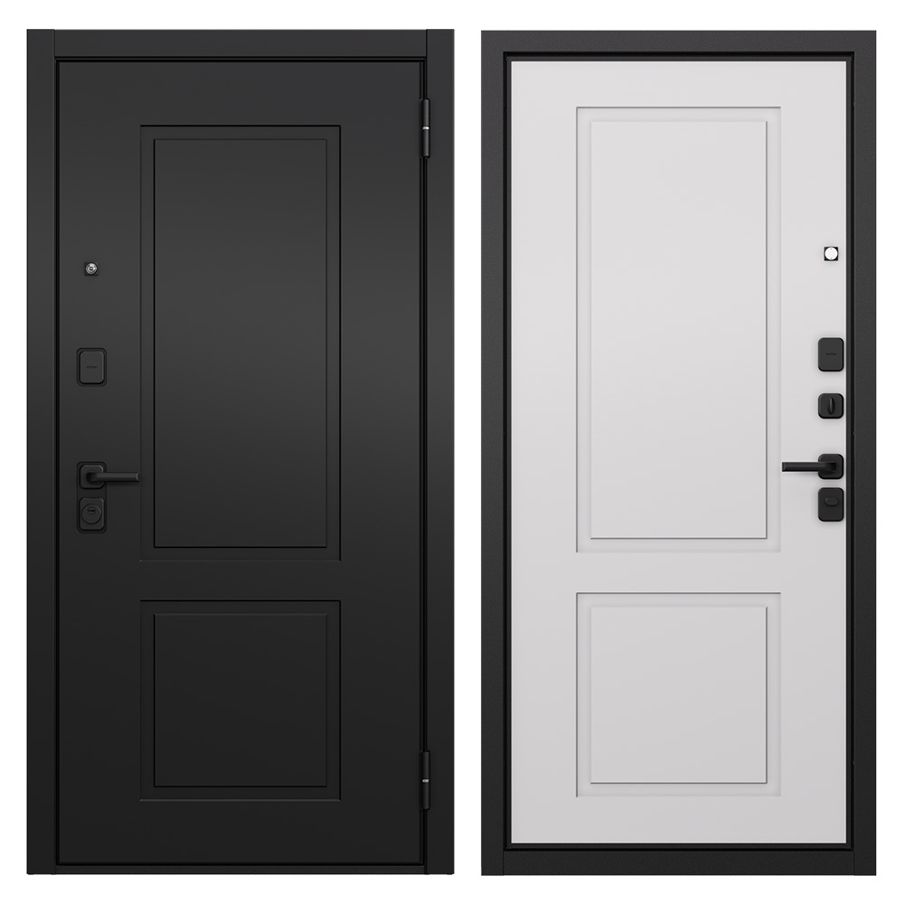 Дверь входная Mastino Дрейк правая черный матовый - белый софт 860х2050 мм