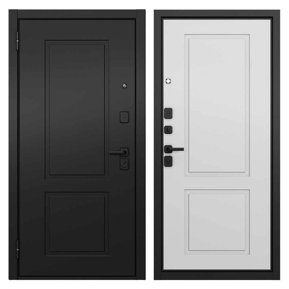 дверь входная стальная металлическая интекрон колизей гладкая дуб тоскано Дверь входная Mastino Дрейк левая черный матовый - белый софт 960х2050 мм