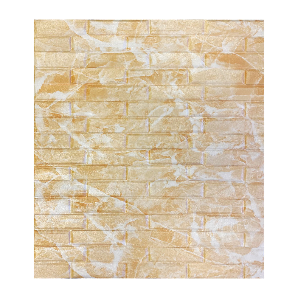 фото Панель самоклеящаяся пвх 700x770x6 мм lako decor скошенный кирпич 3d желто-белый мрамор 5,4 кв.м (10 шт.)