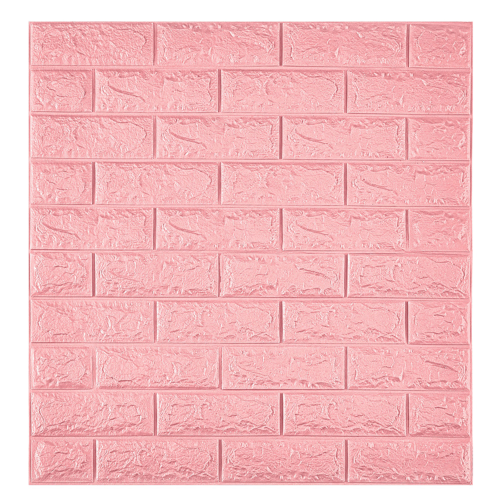 фото Панель самоклеящаяся пвх 700x770x6 мм lako decor классический кирпич 3d розовая 5,4 кв.м (10 шт.)