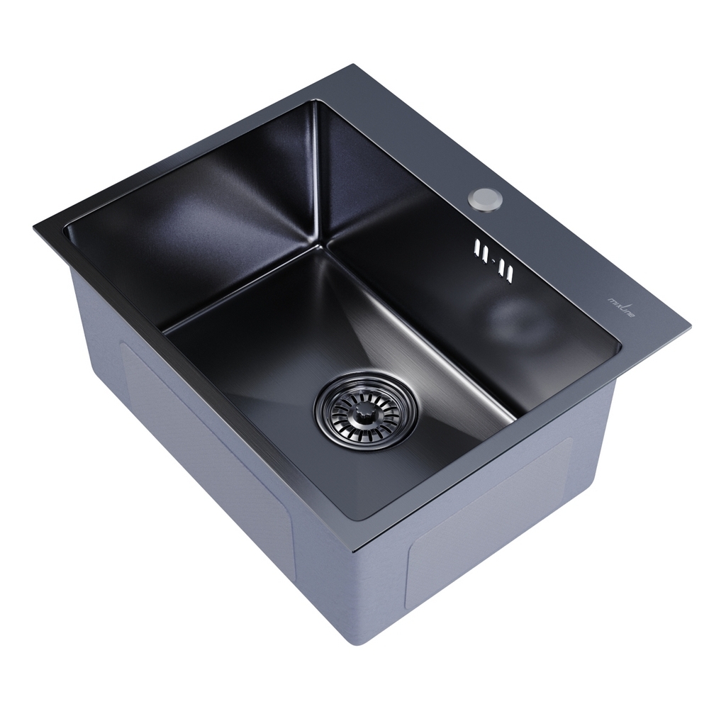 Мойка для кухни Mixline Pro 530х430х200 мм врезная прямоугольная с сифоном нержавеющая сталь черная (547234) кухонная мойка с автоматической промывкой из нержавеющей стали