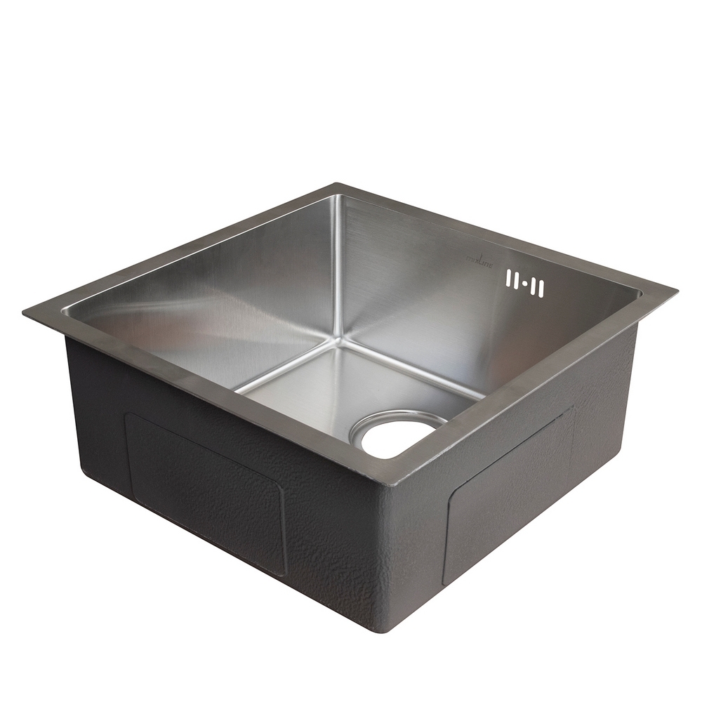 Мойка для кухни Mixline Pro 450х450х200 мм врезная квадратная с сифоном нержавеющая сталь (547225)