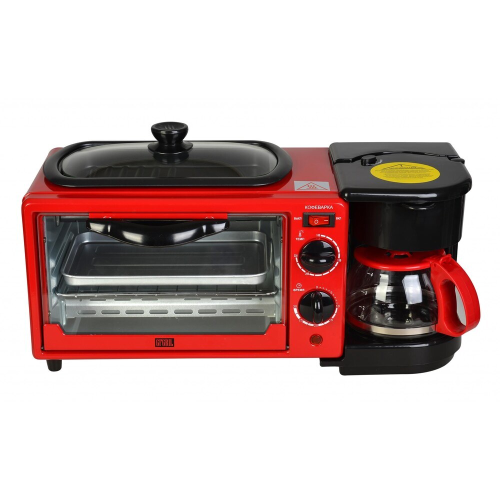 Мини-печь Gfgril GFBB-7 Breakfast Bar красная кофеварка машина для завтрака духовка хлебопечка тостер духовка 3 в 1 устройство для приготовления пиццы на завтрак