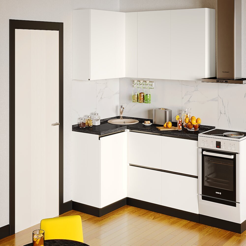 Кухонный гарнитур угловой Gola cor.2 W908 SM Egger белый базовый 2410х600х2260 мм