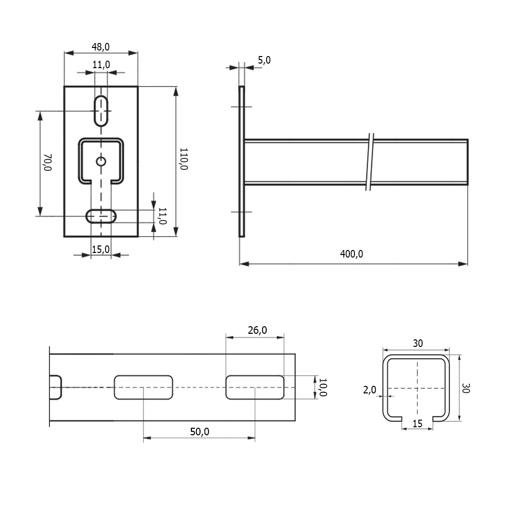 

Консоль Walraven Rapid Rail 30х30х2х400 мм (6603240R)