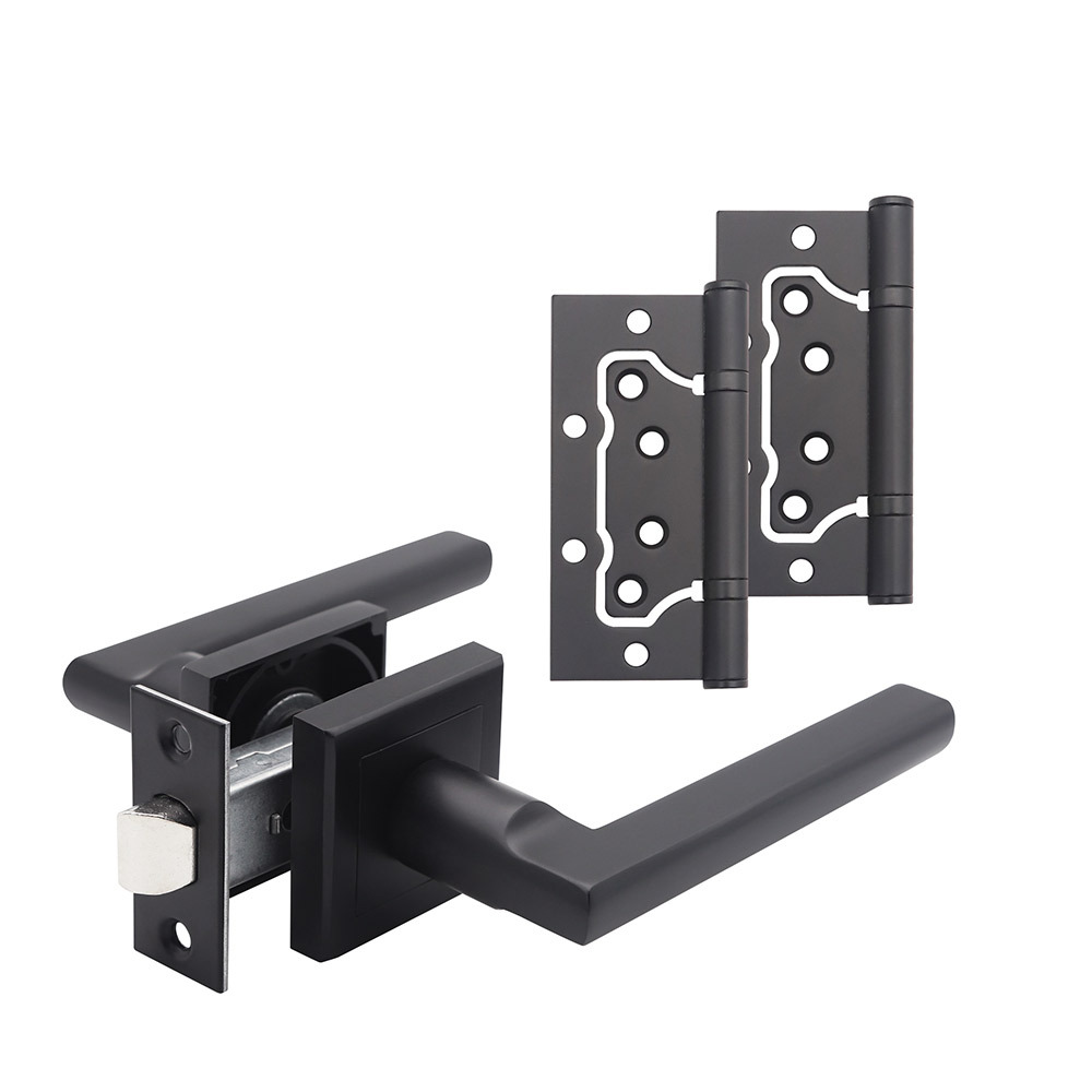фото Комплект фурнитуры для двери corsa deco primrose с защелкой и петлями квадратная розетка черный (990309)