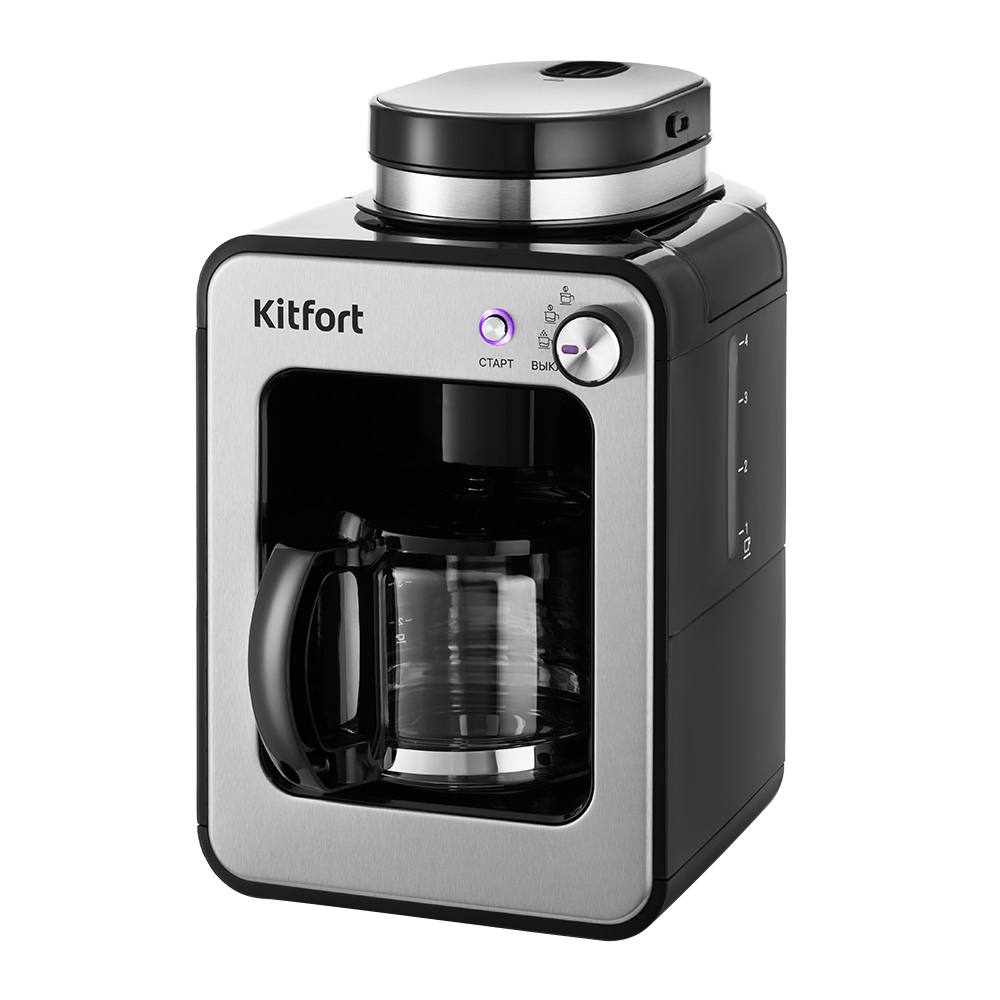 Кофеварка капельная Kitfort КТ-777 черная/серебро